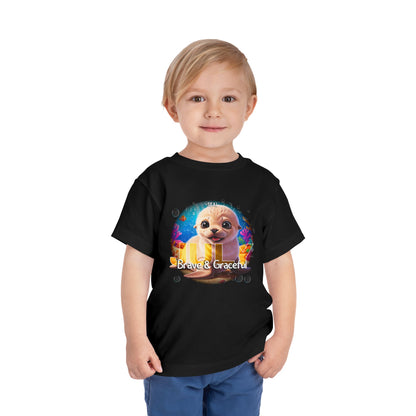 Kids birth month tshirt featuring a cute sea lion graphic with Brave and Graceful text