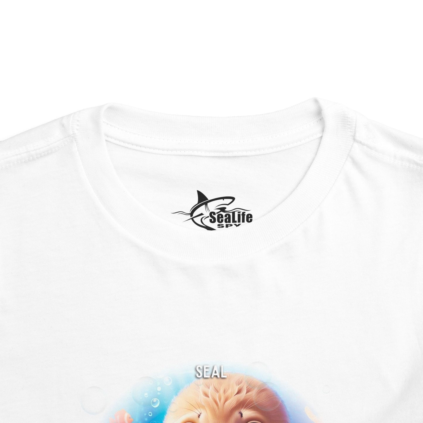  Kids white birth month tshirt featuring a seal animal design on the front