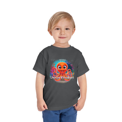 Kids birth month tshirt featuring a colorful February octopus design for children