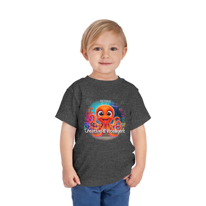 Kids birth month tshirt with colorful February octopus design and creative message