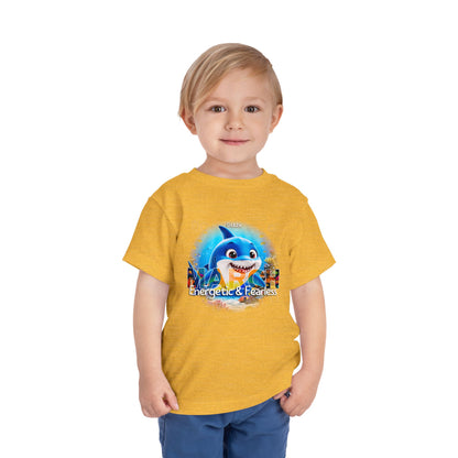 Boy wearing yellow kids birth month tshirt with March shark design 