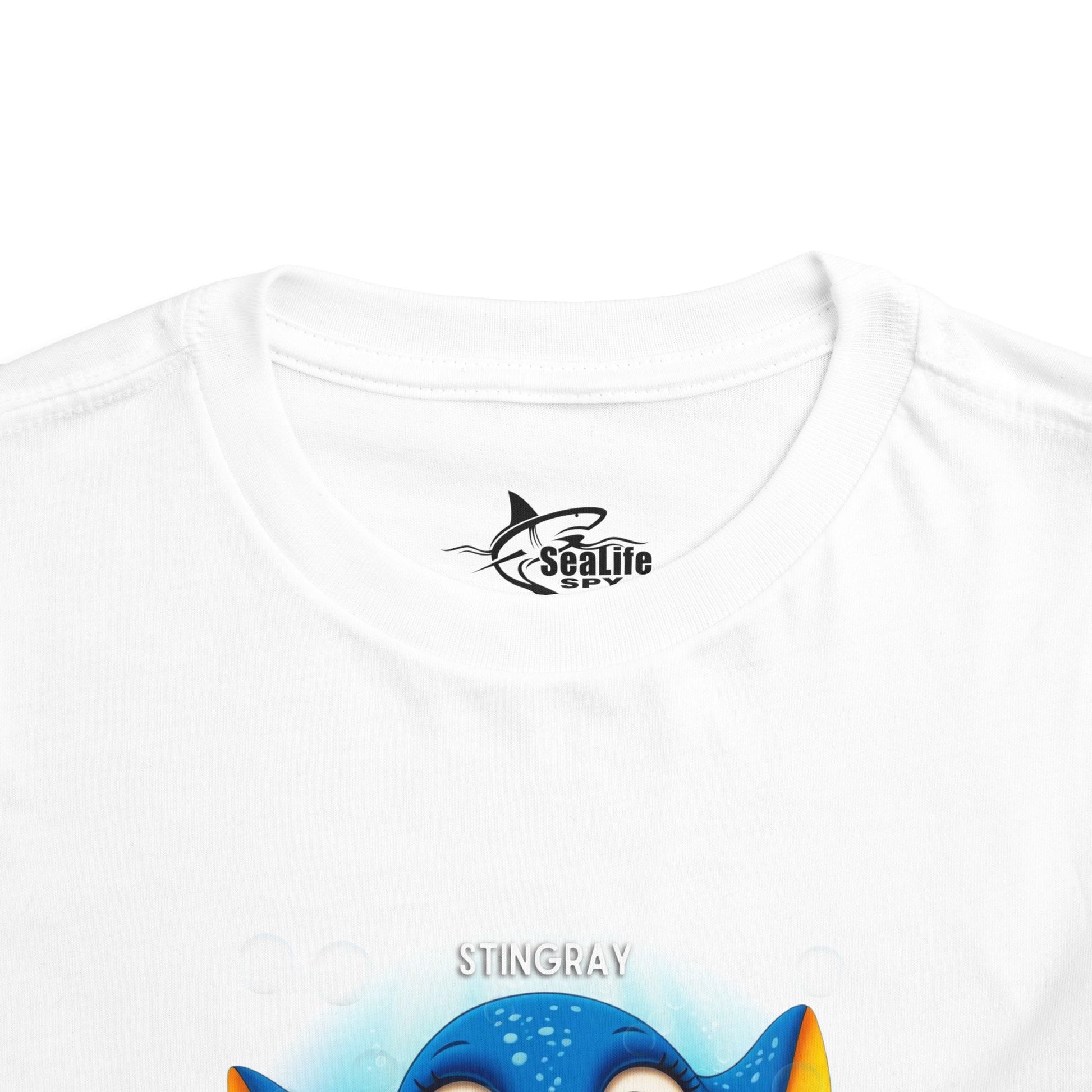 White kids birth month tshirt with colorful stingray design printed 