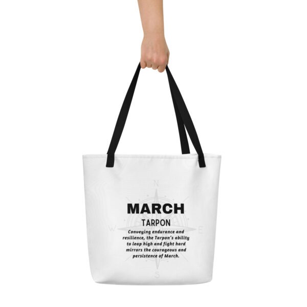 March Tarpon Birth Month Tote Bag Large w/Inside Pocket - Image 2