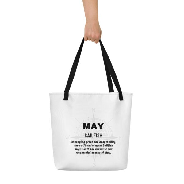 May Sailfish Birth Month Tote Bag Large w/Inside Pocket - Image 2