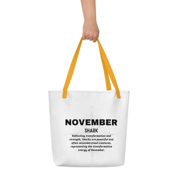 November Shark Birth Month Tote Bag Large w/Inside Pocket - Image 6