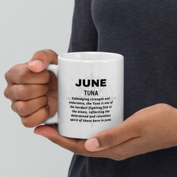 June Tuna Birth Month White Ceramic Mug - Image 3
