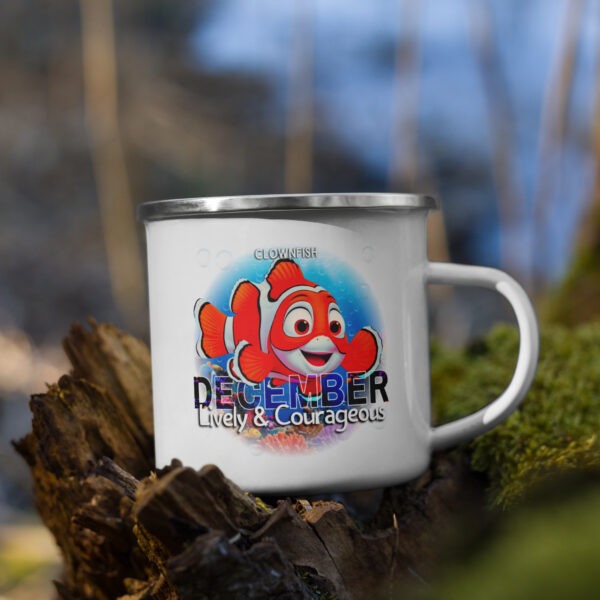 December Clownfish Kids Sea Life Birth Month Enamel Camping Mug - Image 3