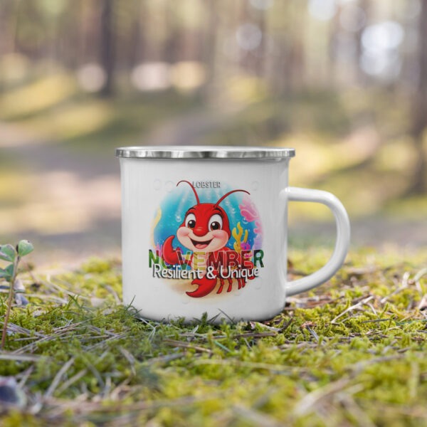 November Lobster Kids Sea Life Birth Month Enamel Camping Mug - Image 2