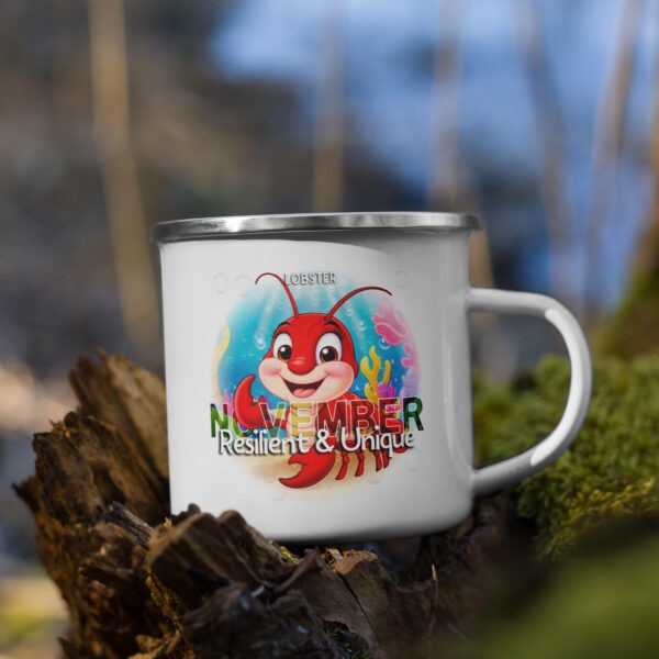 November Lobster Kids Sea Life Birth Month Enamel Camping Mug - Image 3